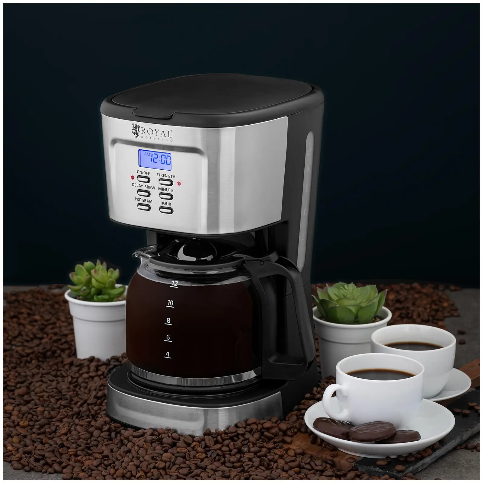Kaffemaskine - LCD - permanentfilter - 1,5 L