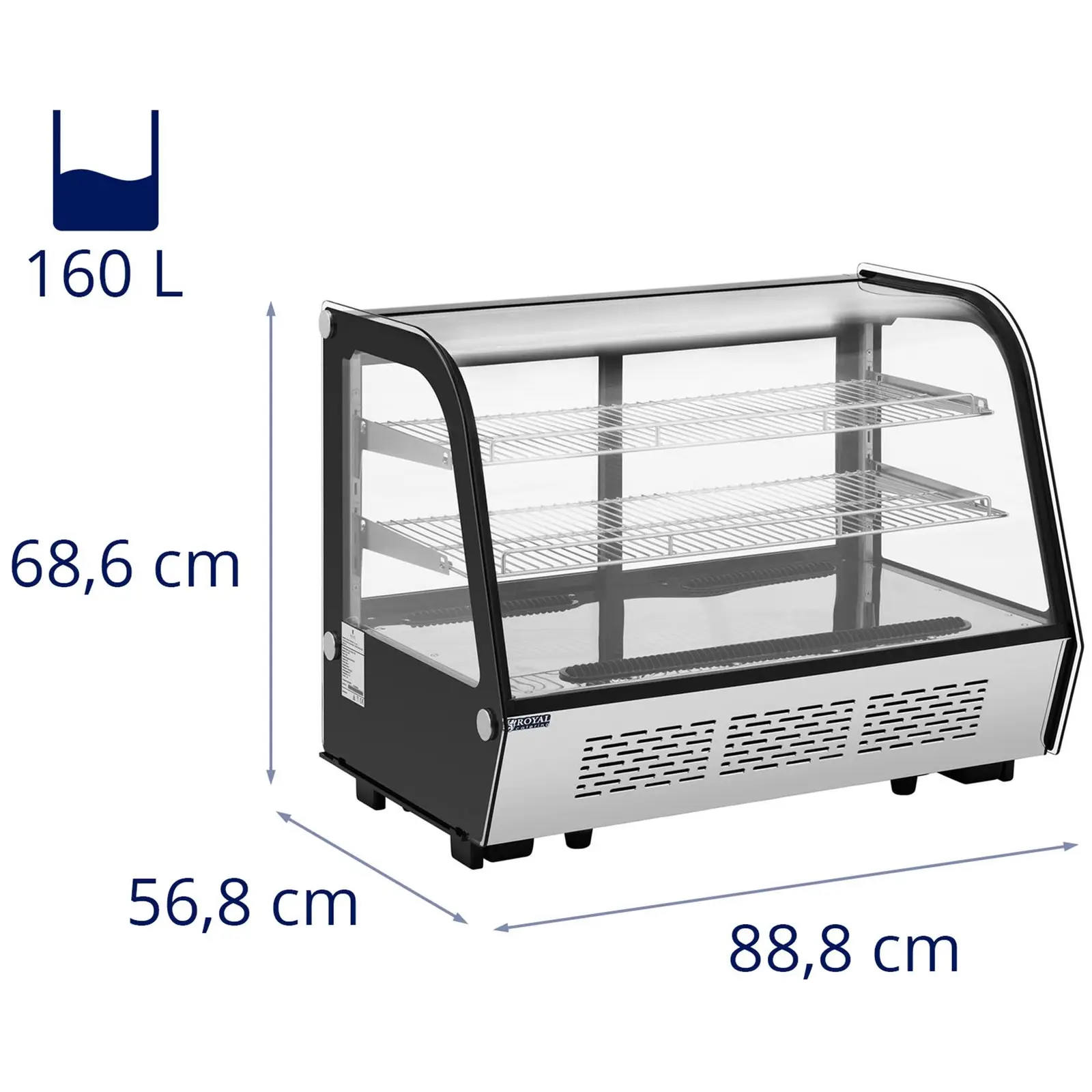 Refrigerated Display Case - 160 L - 3 levels - stainless steel (Power [W]: 240)