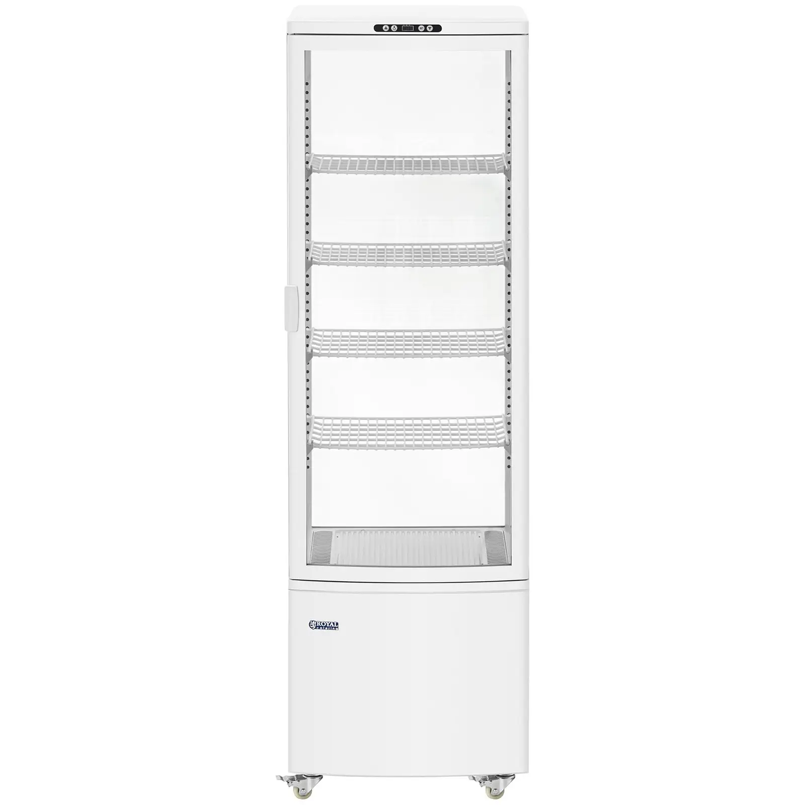 Vetrina refrigerata da banco per pasticceria - 238 L - 5 ripiani - Bianco - 4 ruote