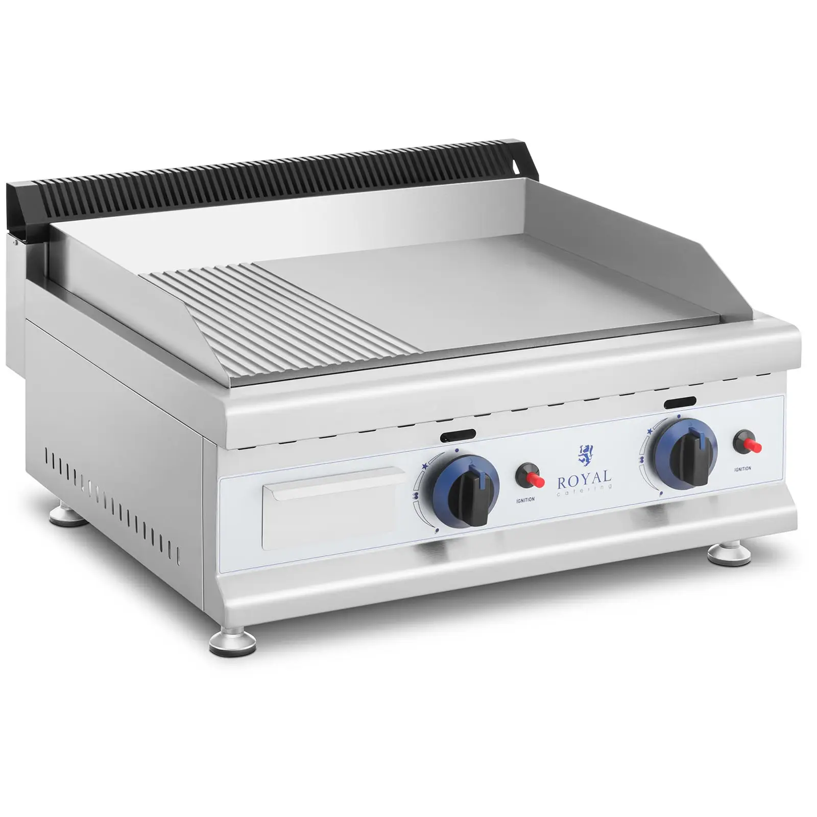 Griglia fry top a gas - Piastra in acciaio rigata e liscia - 60 x 40 cm - 2 x 3.100 W - Gas naturale - 20 mbar