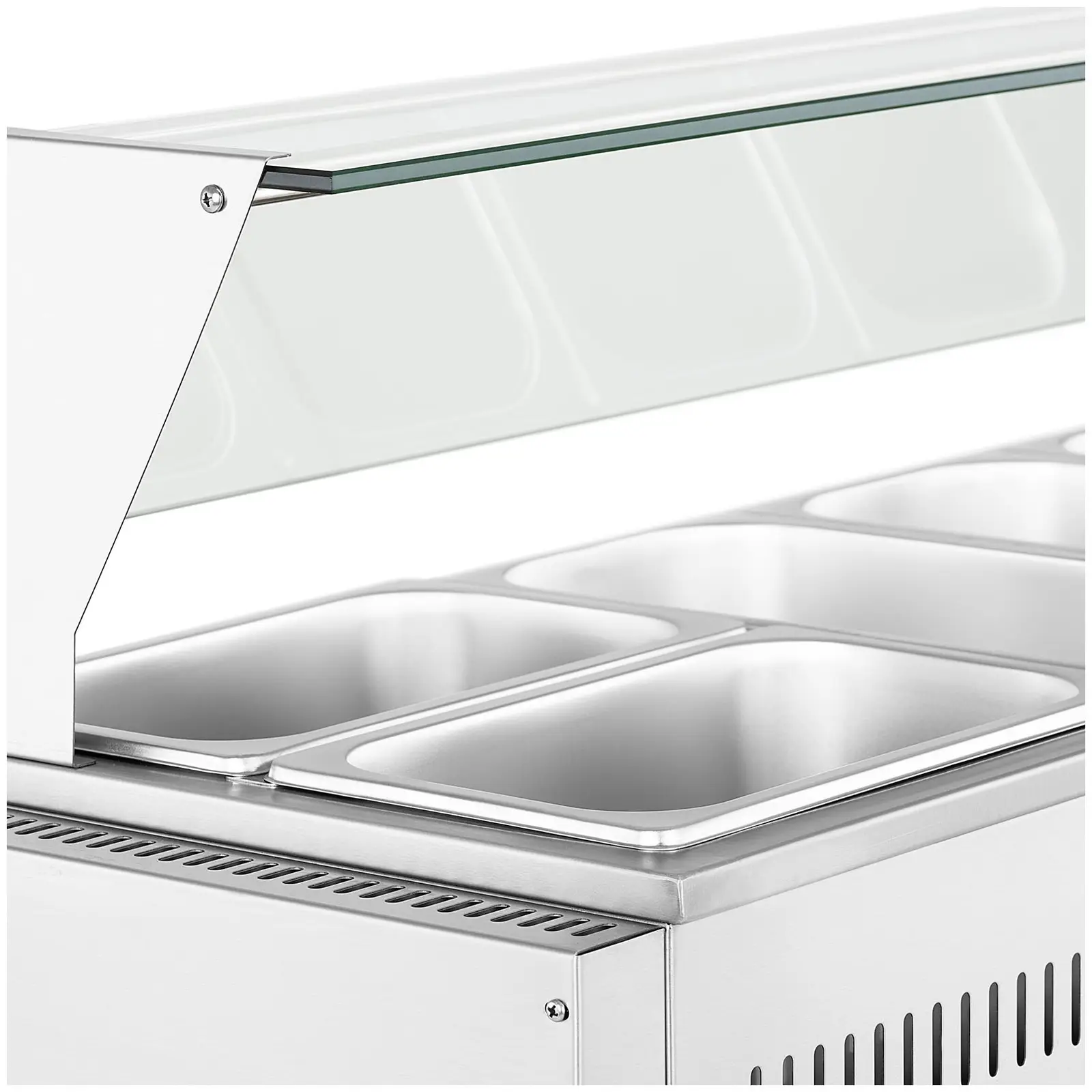 Plynová vodní lázeň - 3300 W - GN 3 x 1/3 + 2 x 1/4 - 0,02 bar - G20 (Počet nádob: 5 Pc)