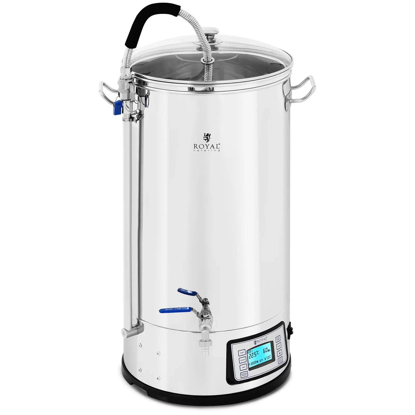 Cuve de brassage - 50 l - 3,000 W - 25 - 100 ° C - Acier inoxydable - Écran LCD - Minuterie