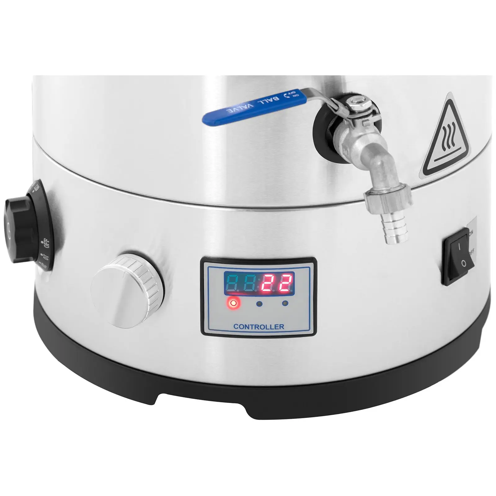 Kotel na vaření piva - 30 L - 700/1 800/2 500 W - 30–110 °C - ušlechtilá ocel - LED displej - časovač (Časovač: Ano)