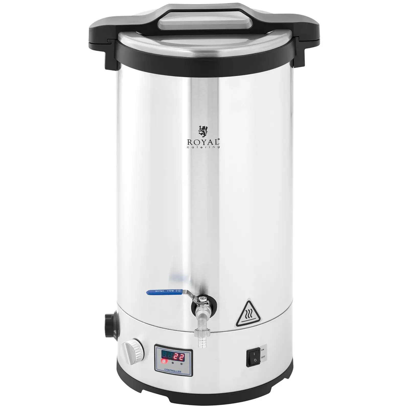 Kotel na vaření piva - 30 L - 700/1 800/2 500 W - 30–110 °C - ušlechtilá ocel - LED displej - časovač (Manuální režim: Ne)