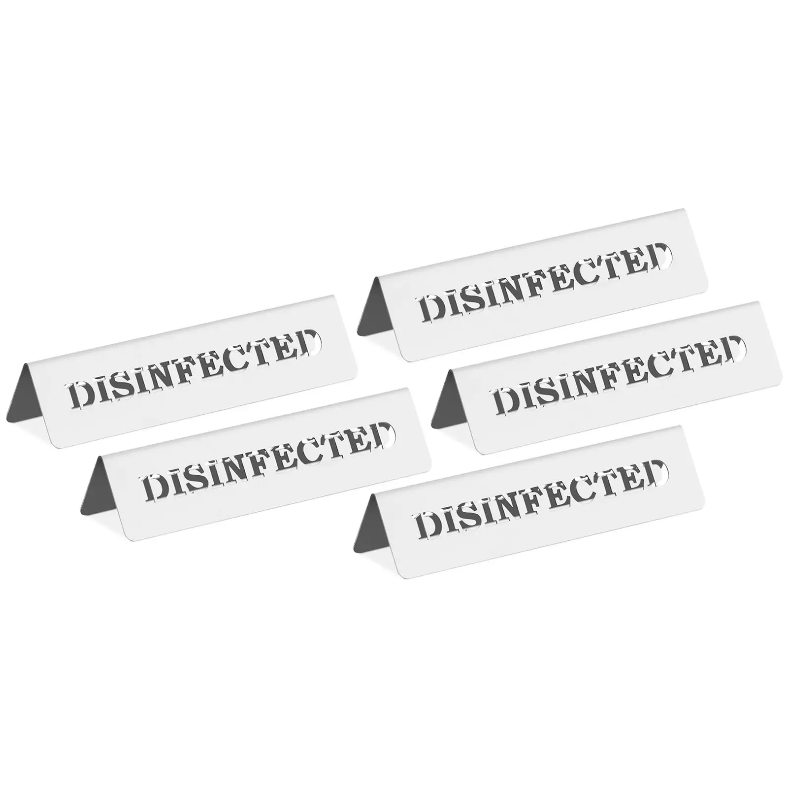 Tischaufsteller Desinfiziert - deutsch/englisch - Edelstahl - 5 Stück - 1