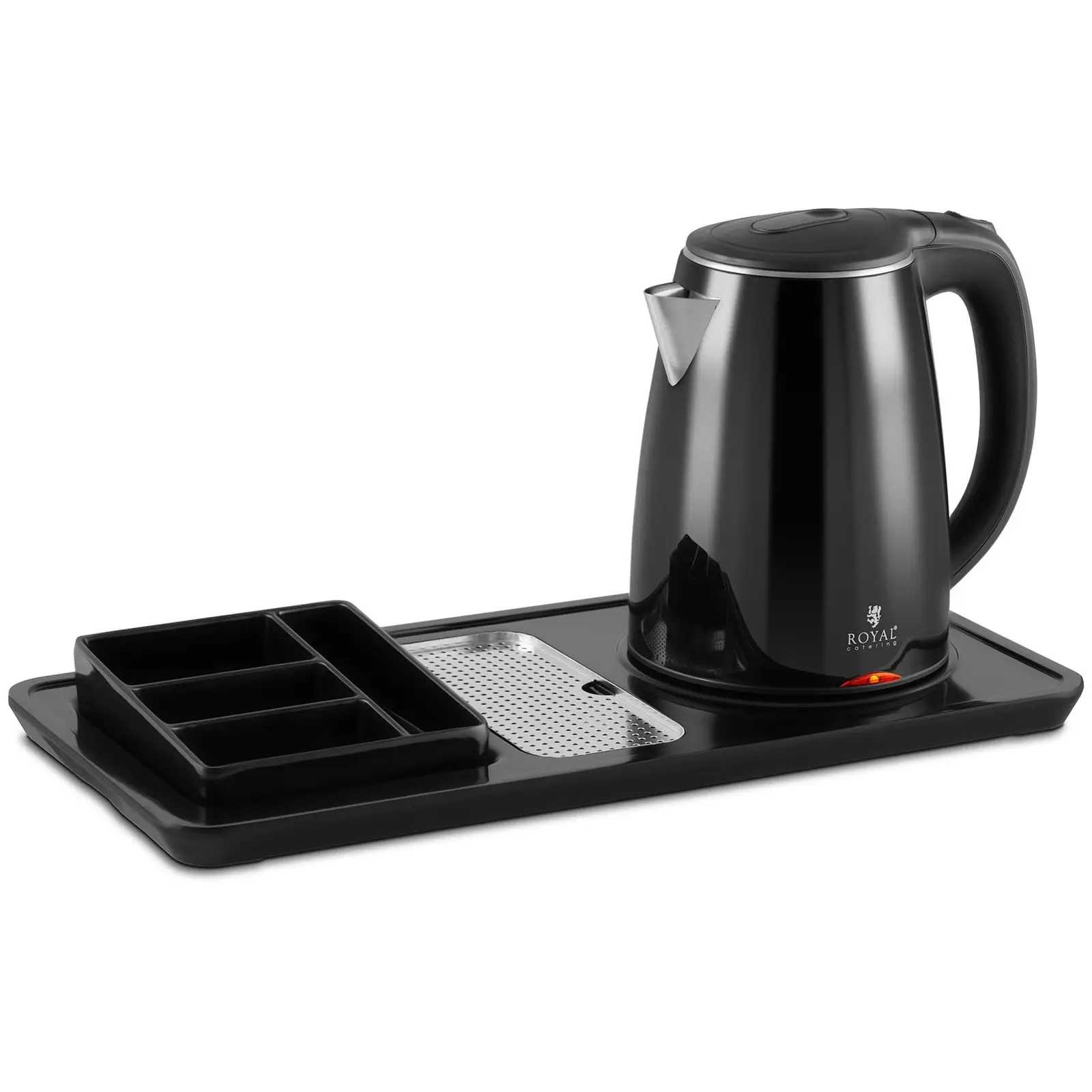 Plateau de courtoisie hôtel - Avec compartiments pour café et thé - Bouilloire 1,2 l - 1800 W - Sans fil