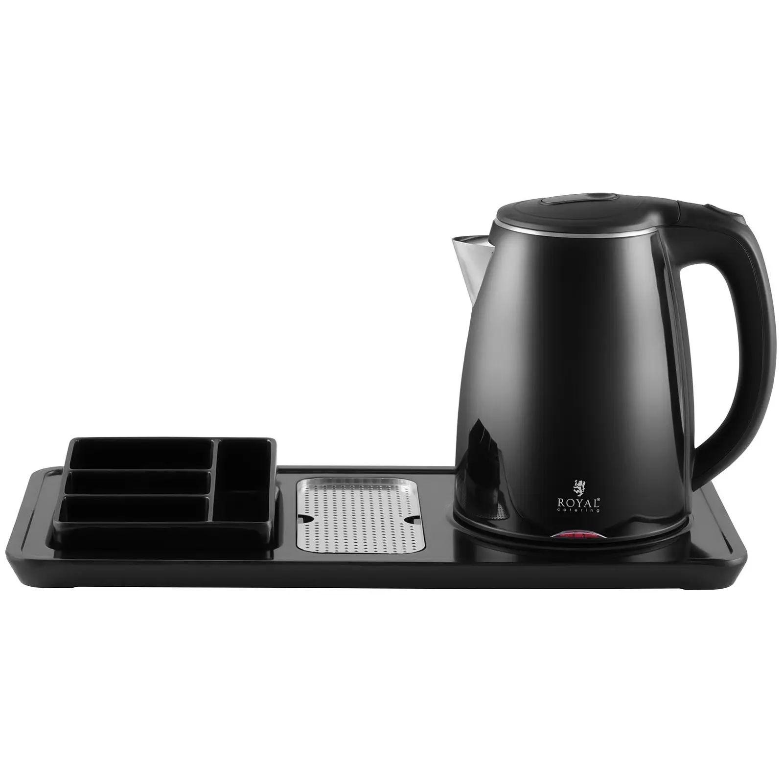 Plateau de courtoisie hôtel - Avec compartiments pour café et thé - Bouilloire 1,2 l - 1800 W - Sans fil