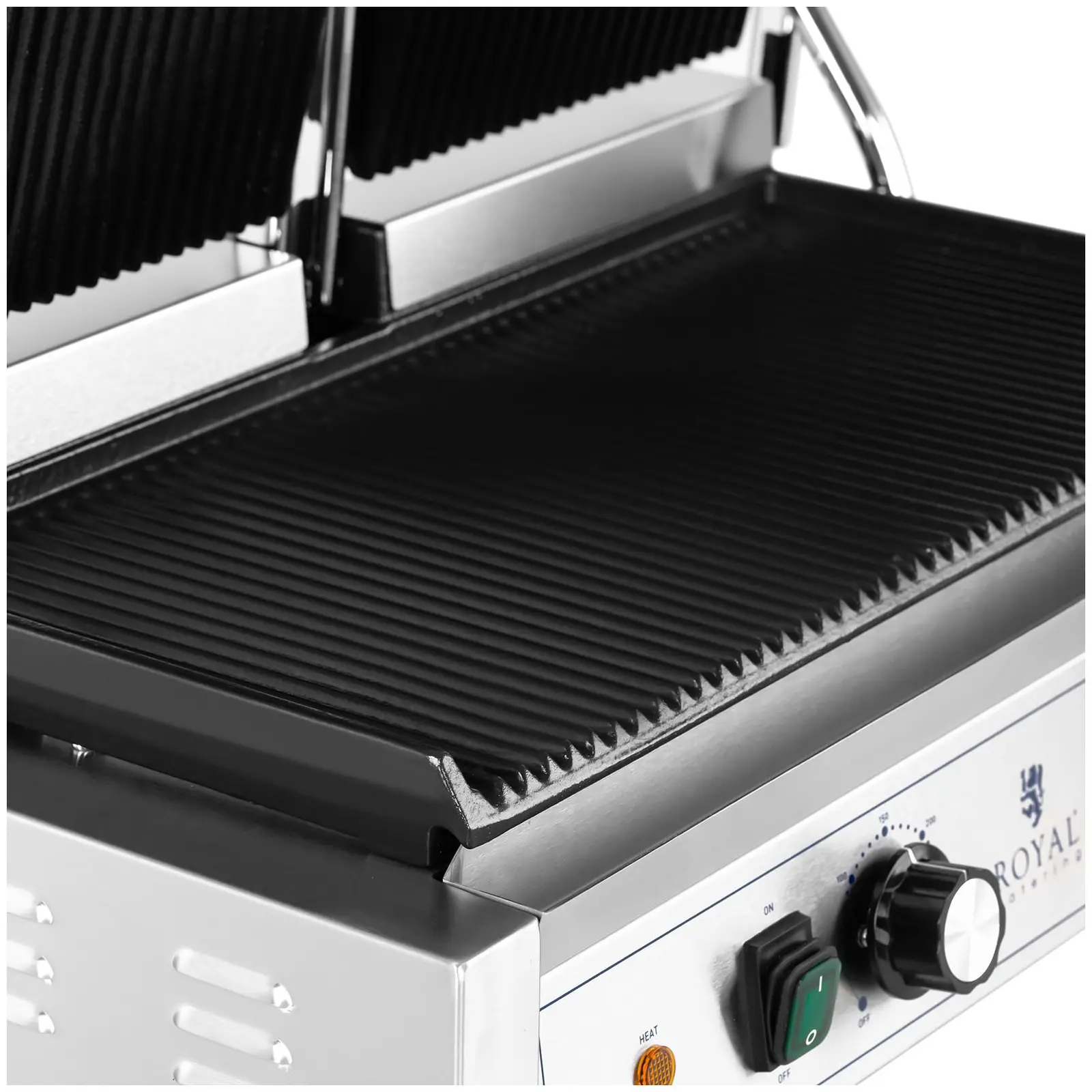 Dvojitý kontaktní gril - 3 600 W - vroubkovaný (Odkapávací miska: Ano)