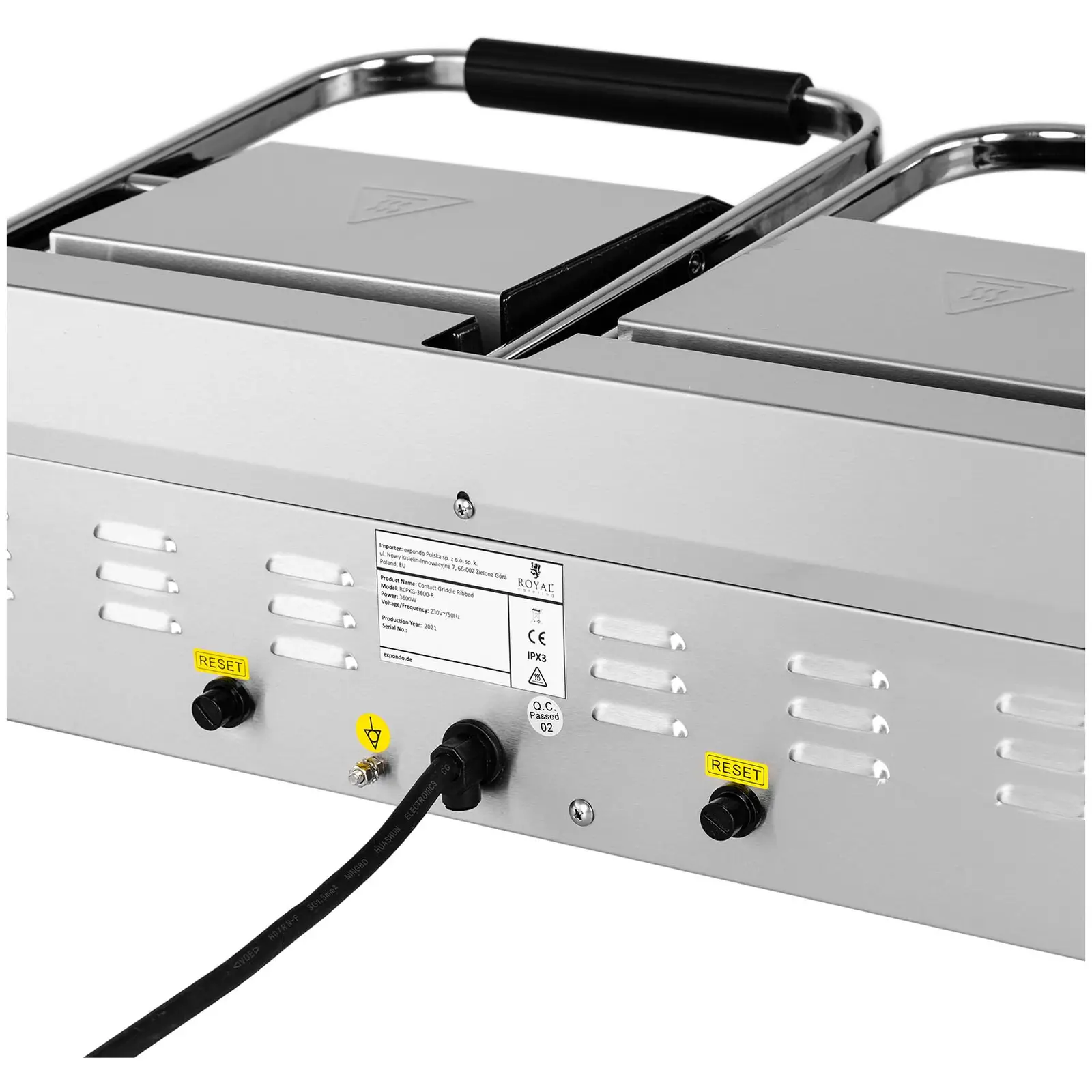 Dvojitý kontaktní gril - 3 600 W - vroubkovaný (Grilovací deska: Ribbed)