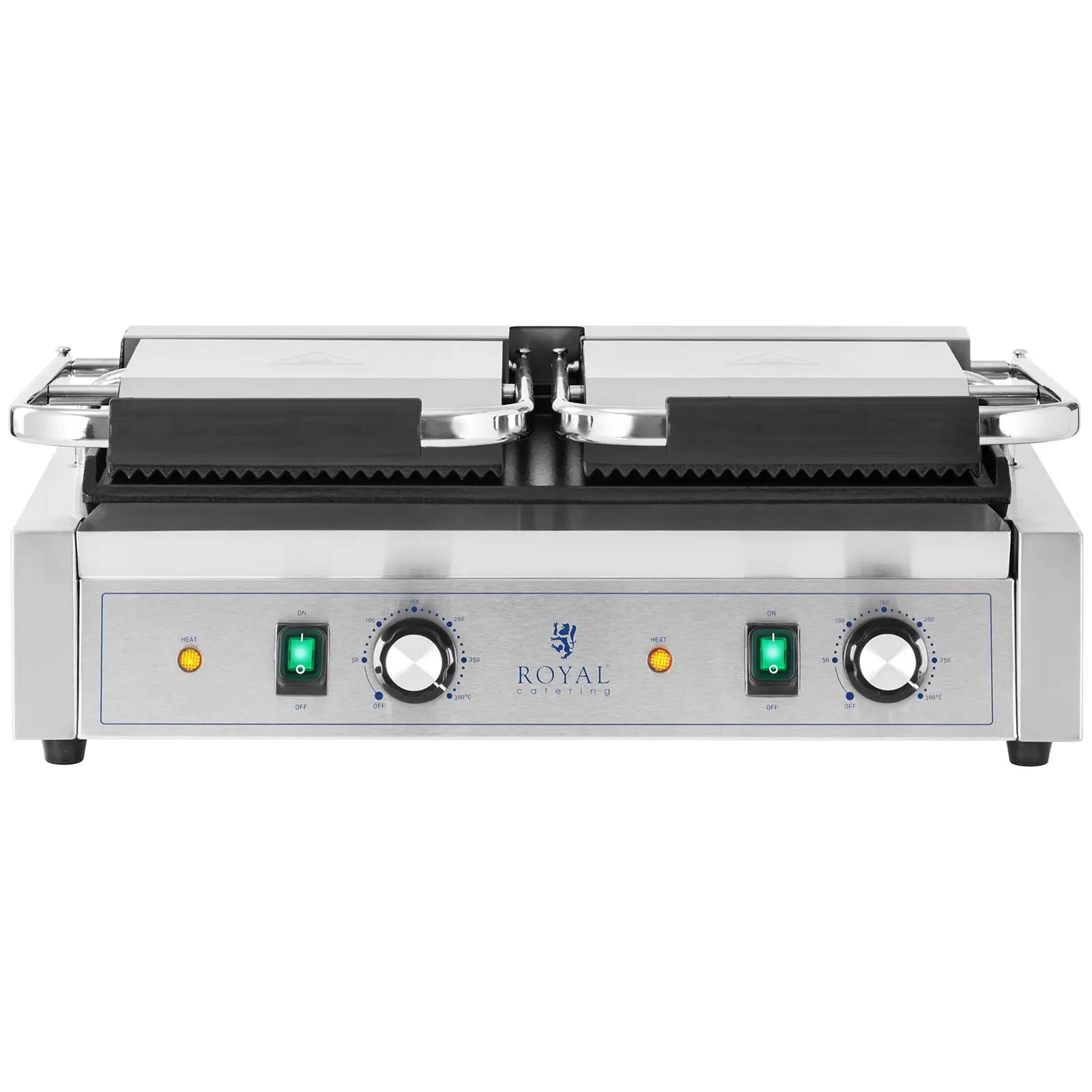 Dobbelt kontaktgrill - glat/rillet - Royal Catering - 3,600 W