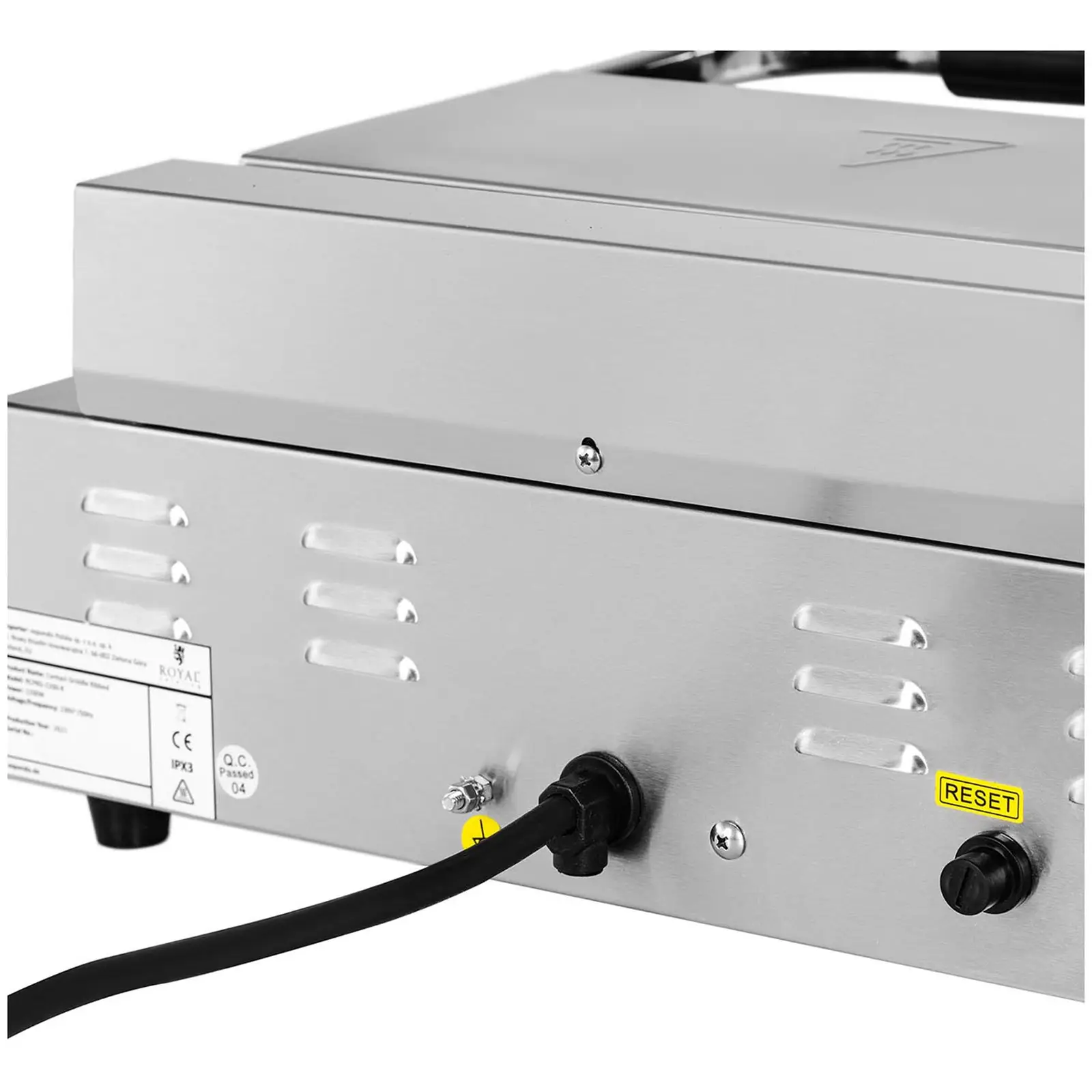 Machine à panini - Rainurée + Lisse - Royal Catering - 2,200 W (Plaque(s) de cuisson: Rainurée + Lisse)