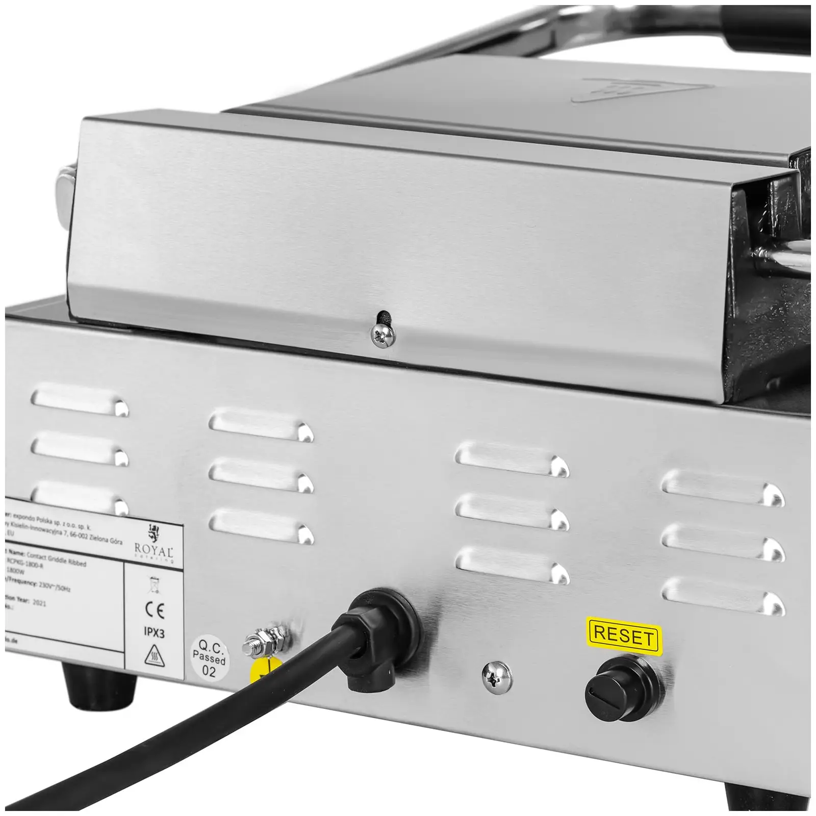 Kontaktgrill - 1.800 W - geriffelt (Grillplatte: Gerillt)