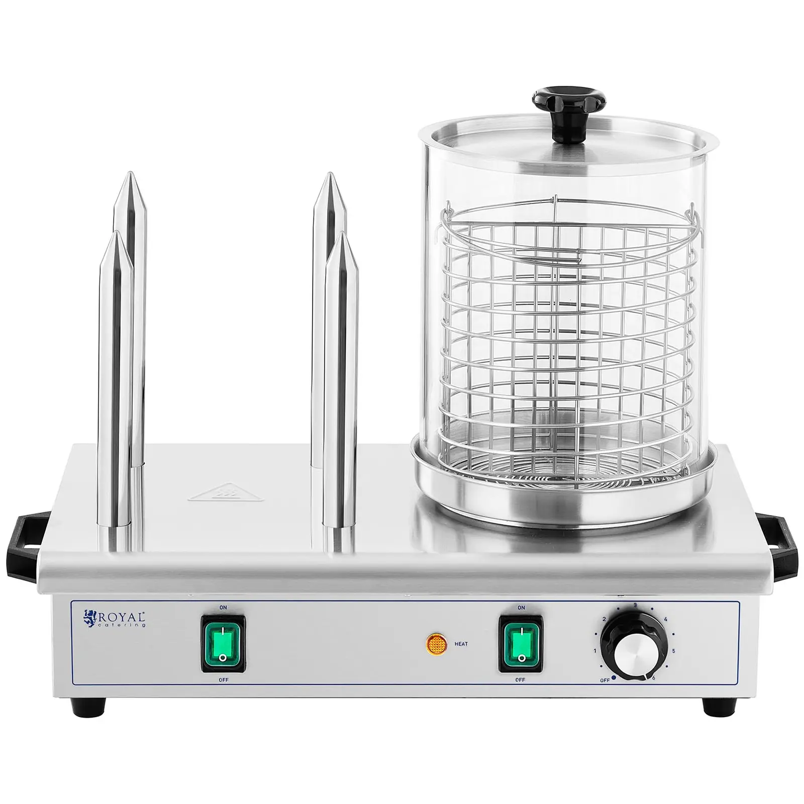 Parnik za hrenovke - 650 W - Royal Catering - 4 palice za toast