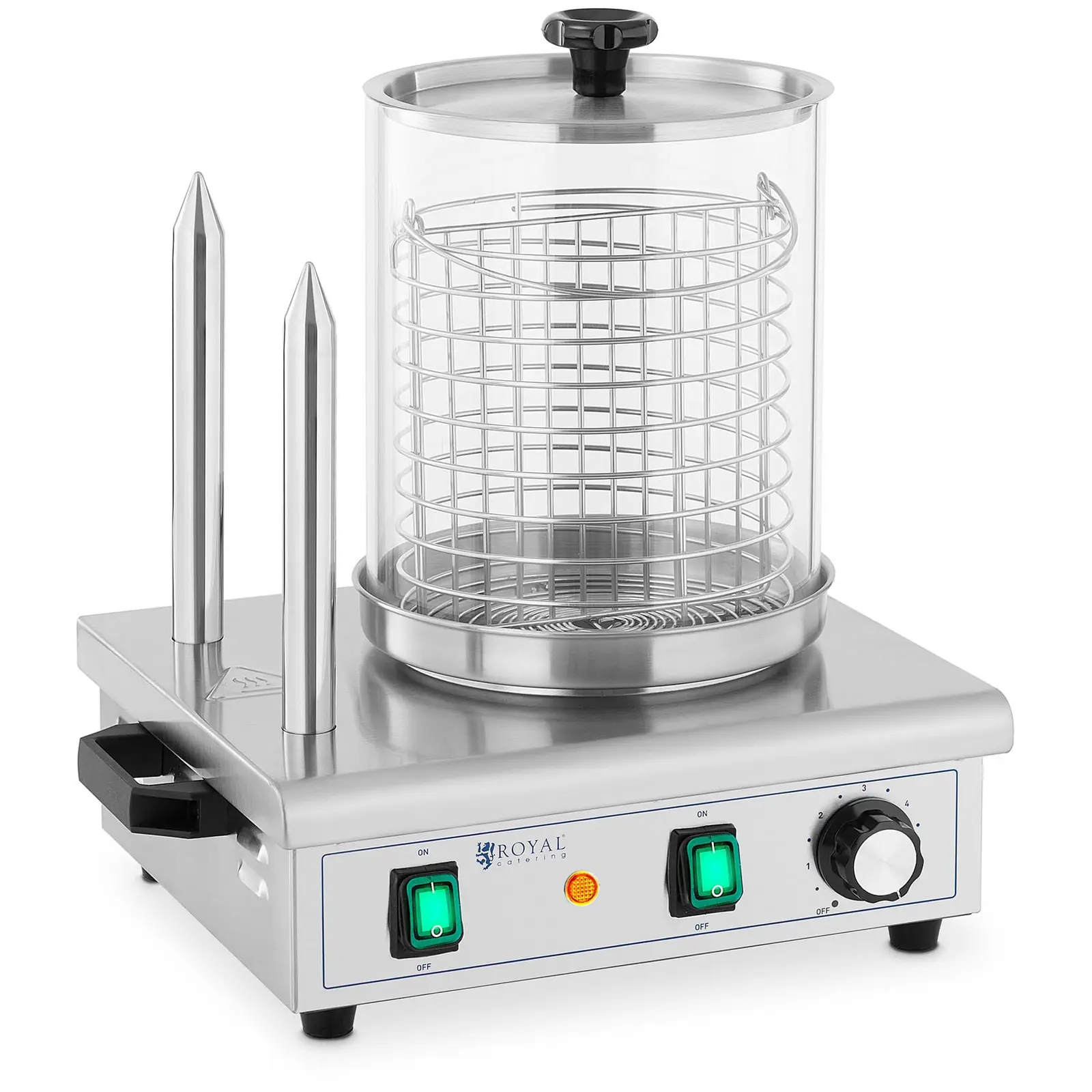 pølsevarmer - 550 W - Royal Catering - 2 oppvarmede spyd