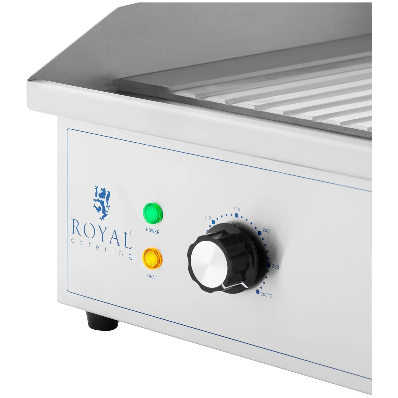 Fry top elettrico doppio - 700 x 400 mm - Royal Catering - Piastra rigata - 4400 W