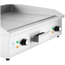 Plancha eléctrica fry-top doble - 700 x 400 mm - Royal Catering - ondulada - 4400 W