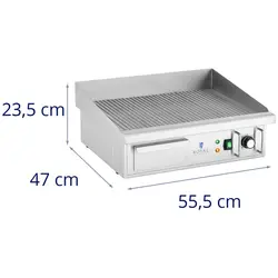 Fry top elettrico - 550 x 350 mm - Royal Catering - Rigato - 3000 W