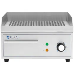 Fry top elettrico - 380 x 330 mm - Royal Catering - rigato - 2000 W