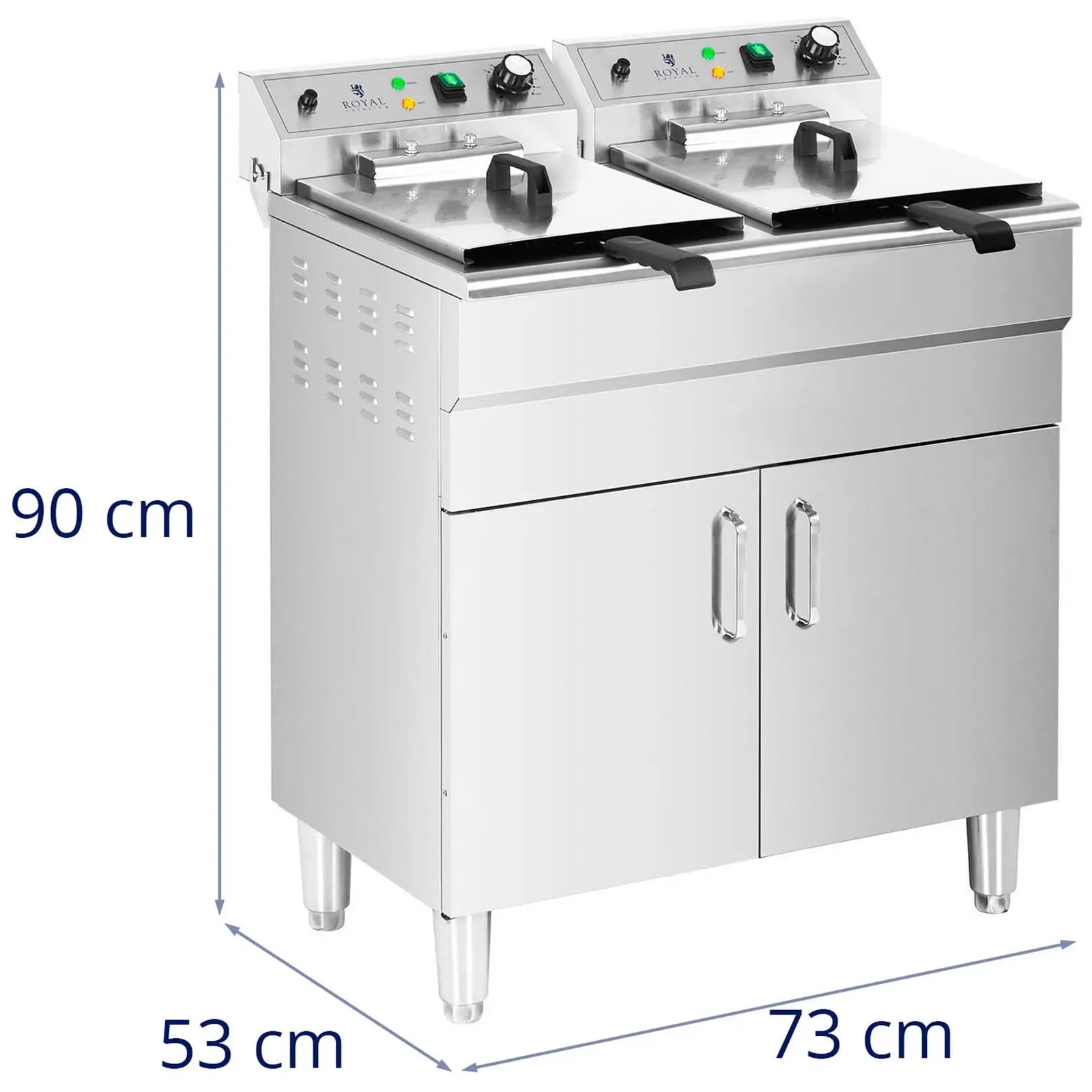 Elektrická dvojitá fritéza - 2 x 16 l - 10 000 W - 400 V - podstavná skříňka - vypouštěcí kohout - Royal Catering (Výkon [W]: 10000)