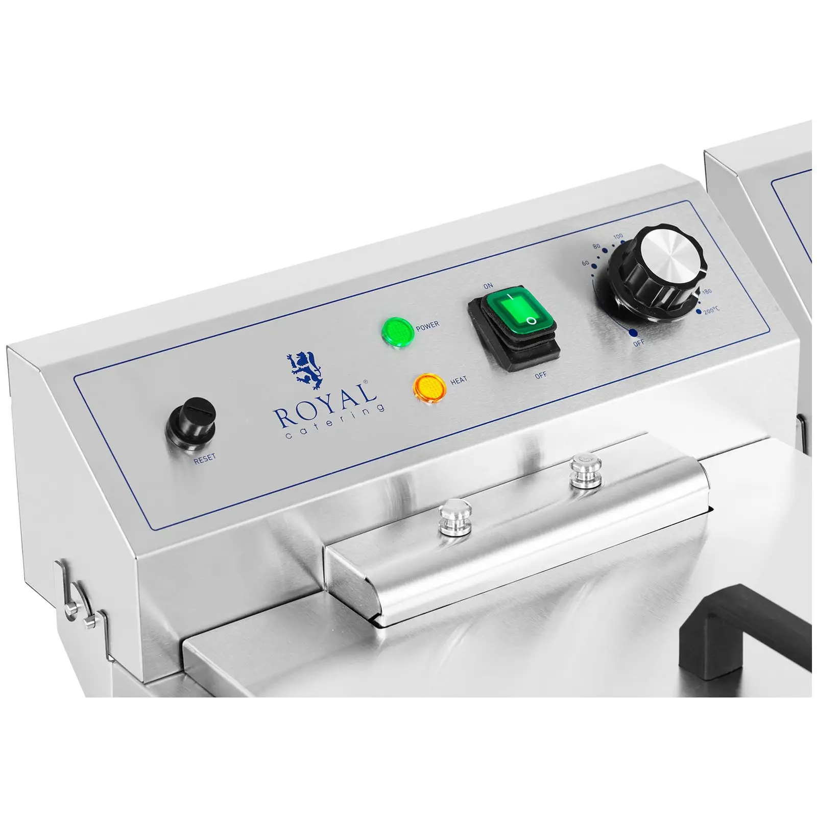 Elektrická dvojitá fritéza - 2 x 16 l - 10 000 W - 400 V - podstavná skříňka - vypouštěcí kohout - Royal Catering (Časovač: Ne)