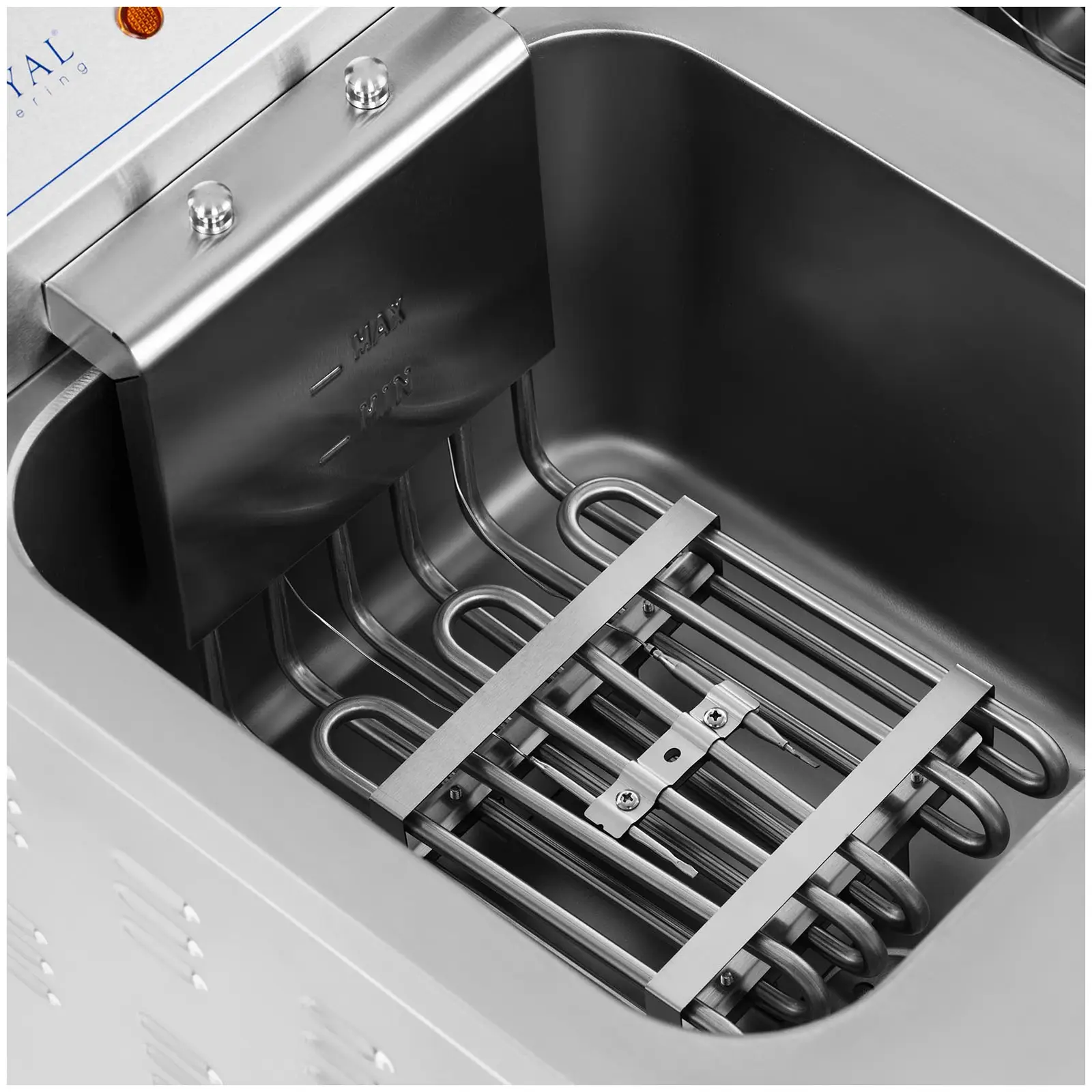 Elektrická dvojitá fritéza - 2 x 16 l - 10 000 W - 400 V - podstavná skříňka - vypouštěcí kohout - Royal Catering (Kapacita max.: 20 l)
