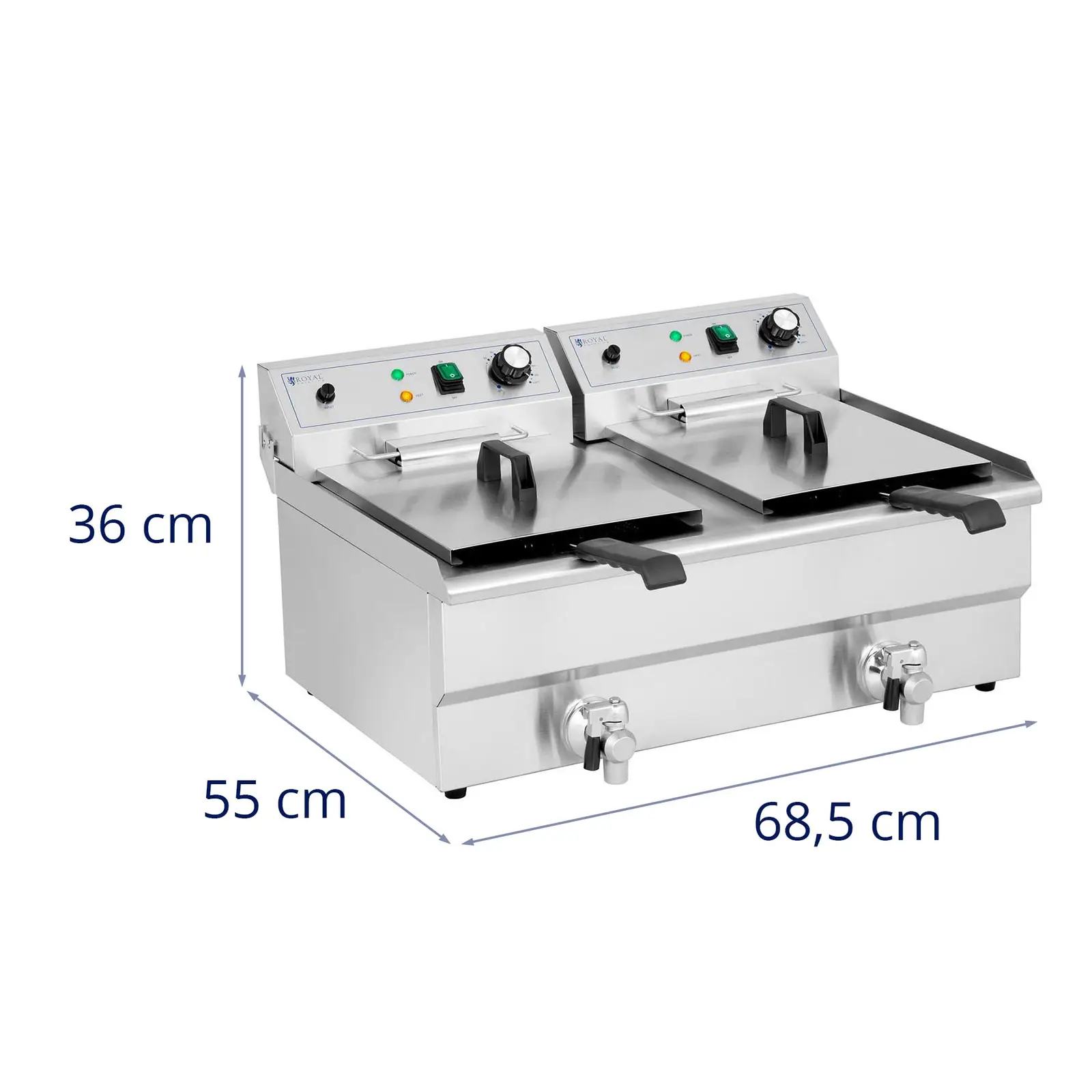 Elektrická fritéza - 2 x 16 l - Royal Catering - 230 V (Celkový objem: 32 l)