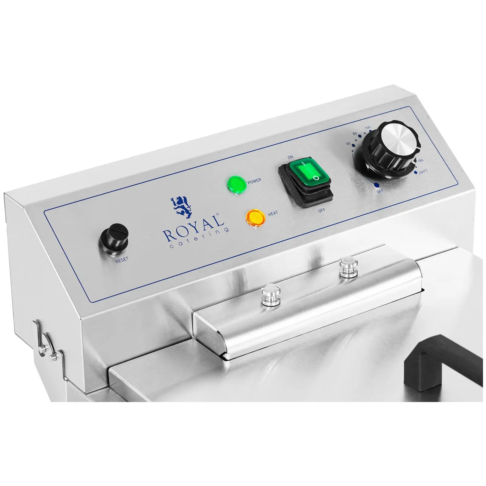 Friteuse électrique - 16 l - 5 000 W - 400 V - Robinet de vidange - Zone froide - Sur armoire - Royal Catering (Minuterie: Non)