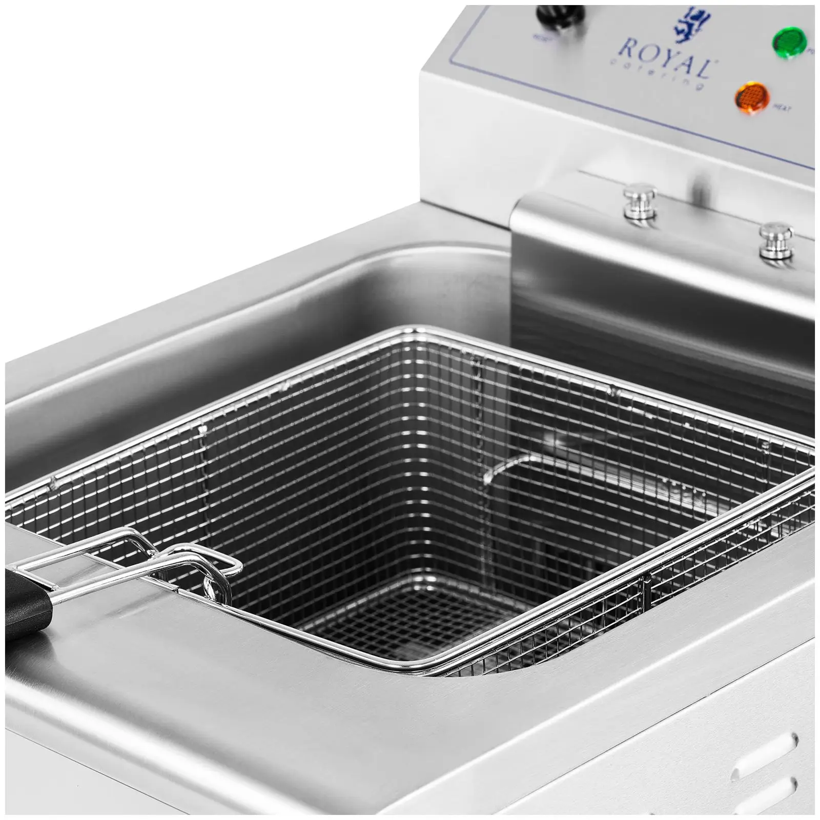 Friteuse électrique - 16 l - 5 000 W - 400 V - Robinet de vidange - Zone froide - Sur armoire - Royal Catering (Avec armoire: Oui)