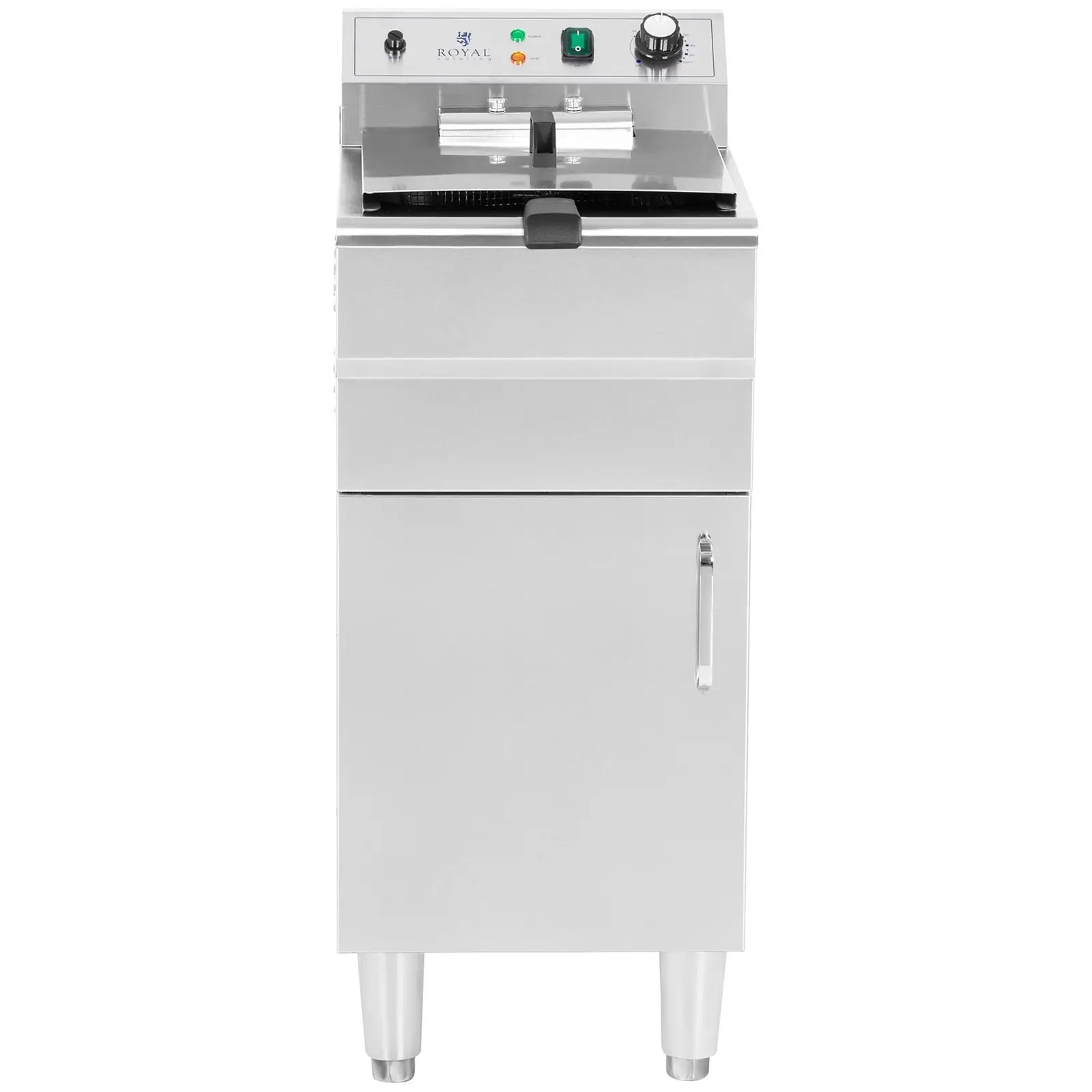 Friteuse électrique - 16 l - 5 000 W - 400 V - Robinet de vidange - Zone froide - Sur armoire - Royal Catering (Matériau(x): Acier inoxydable)