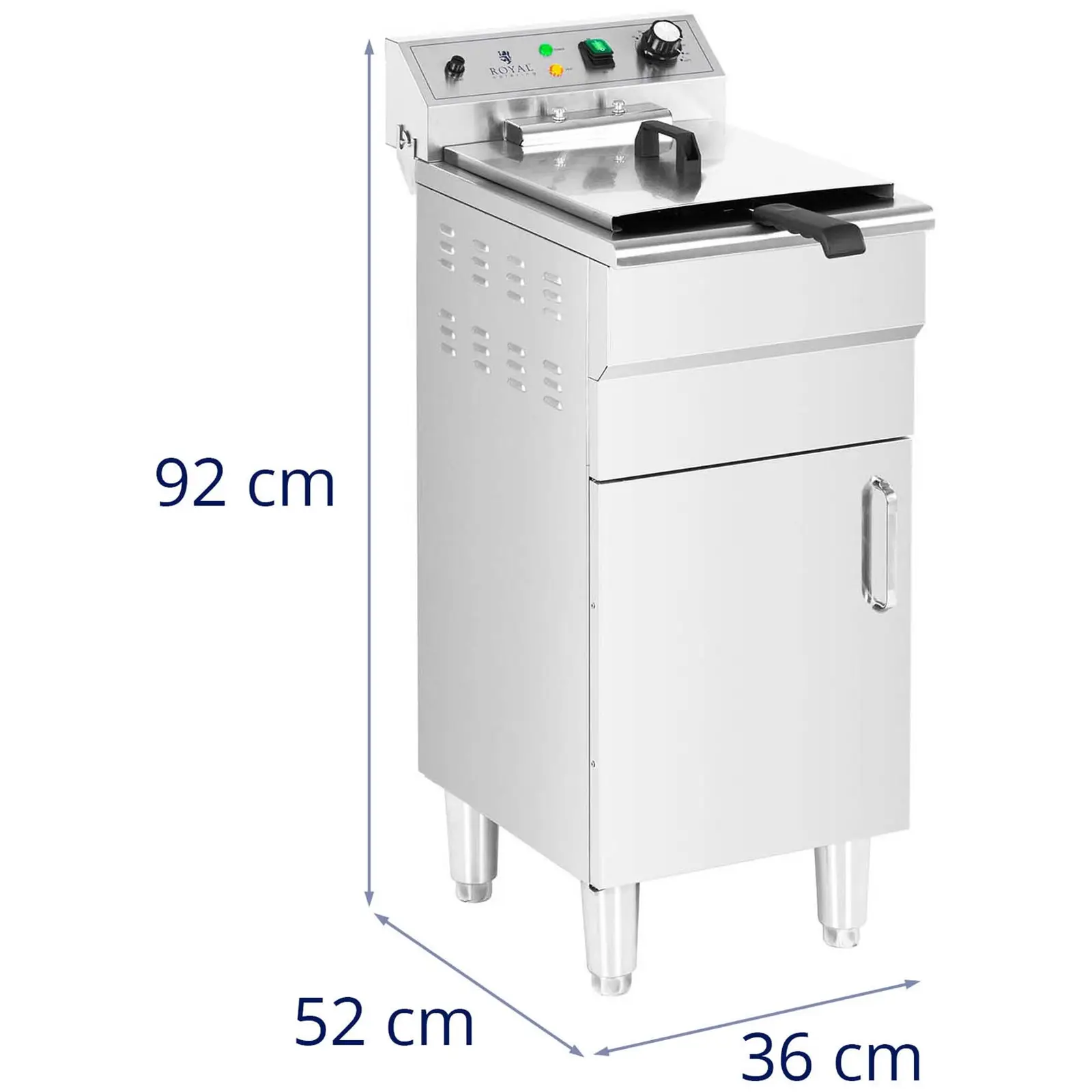 Friteuse électrique - 16 l - 5 000 W - 400 V - Robinet de vidange - Zone froide - Sur armoire - Royal Catering (Couleur(s): Argenté)