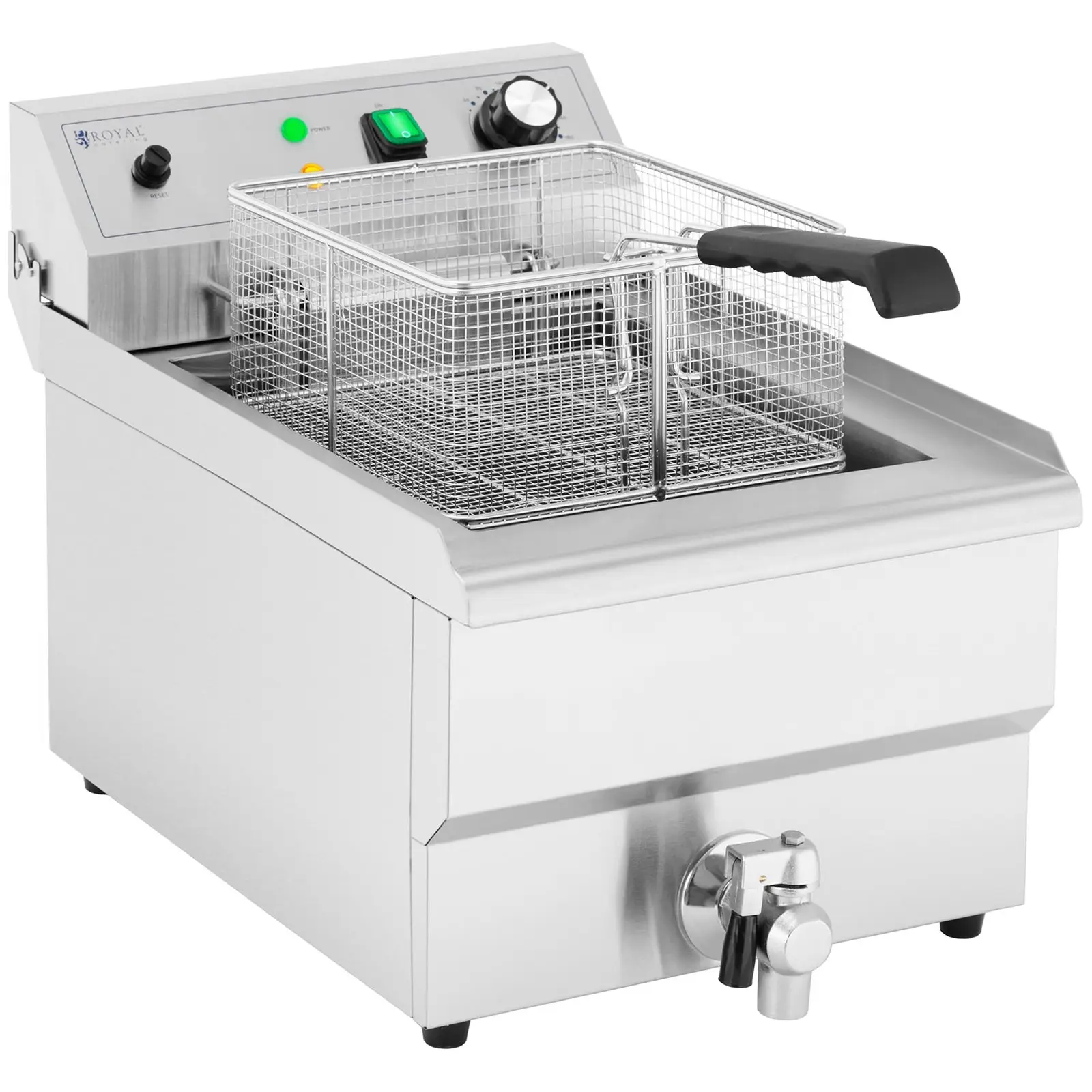 Elektro-Fritteuse - 13 L - 3000 W - Ablasshahn - Kaltzone