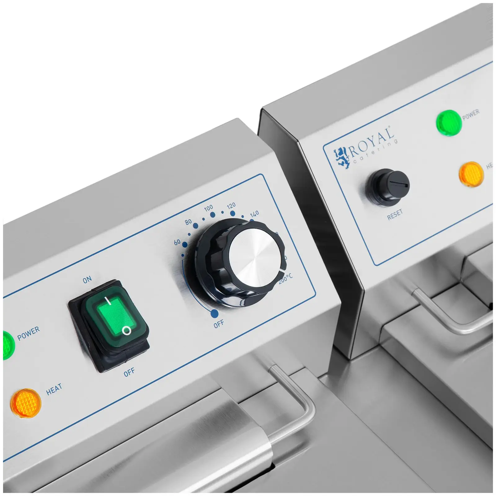 Elektrická fritéza - 2 x 9 l - Royal Catering - 230 V (Výpustný kohout: Ano)