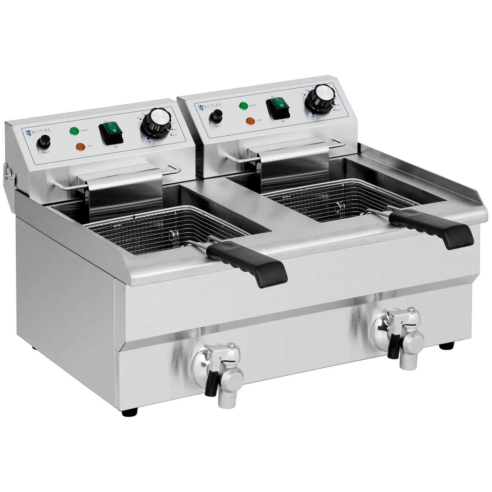 Elektrická fritéza - 2 x 9 l - Royal Catering - 230 V (Tepelná ochrana: Ano)
