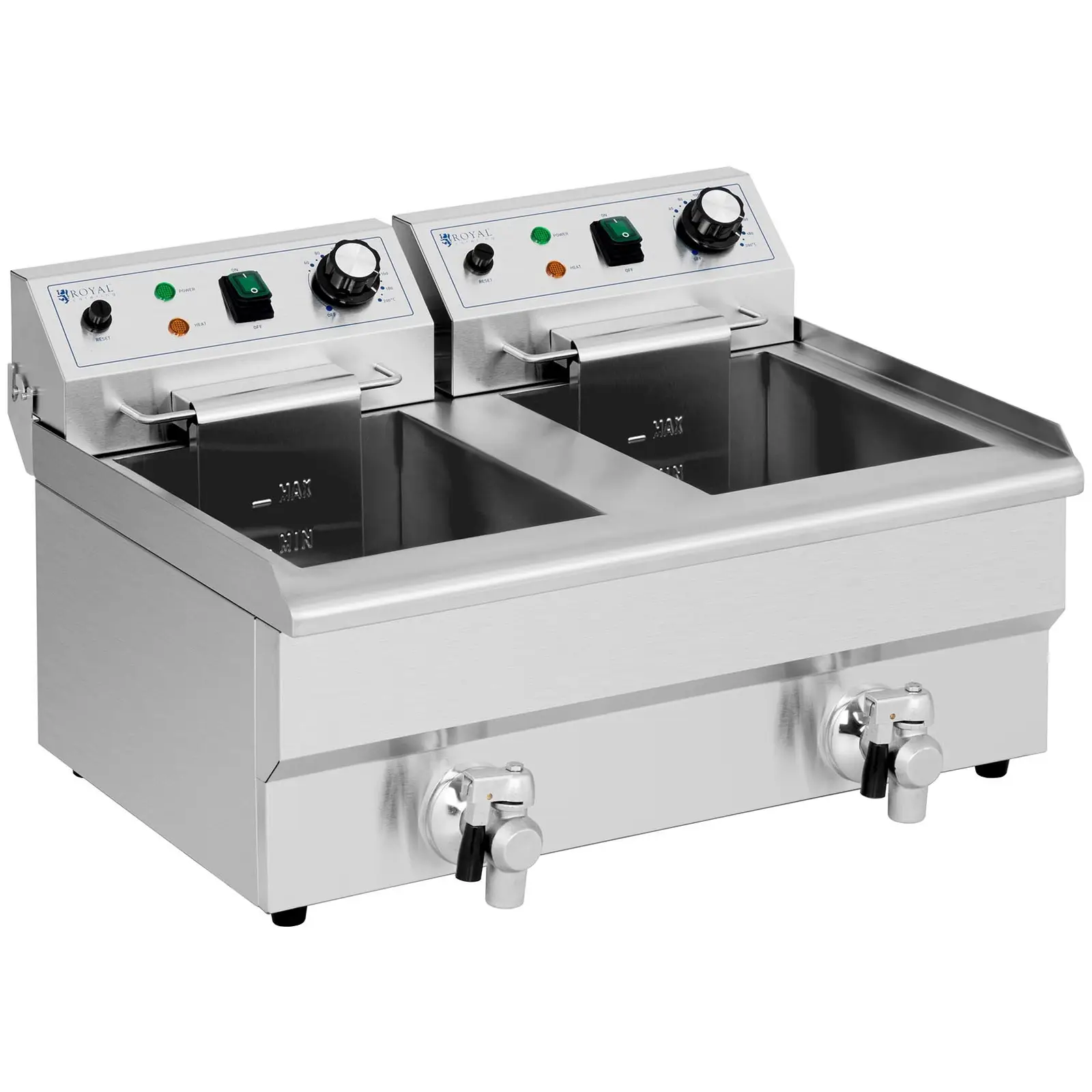 Elektrická fritéza - 2 x 9 l - Royal Catering - 230 V (Celkový objem: 18 l)