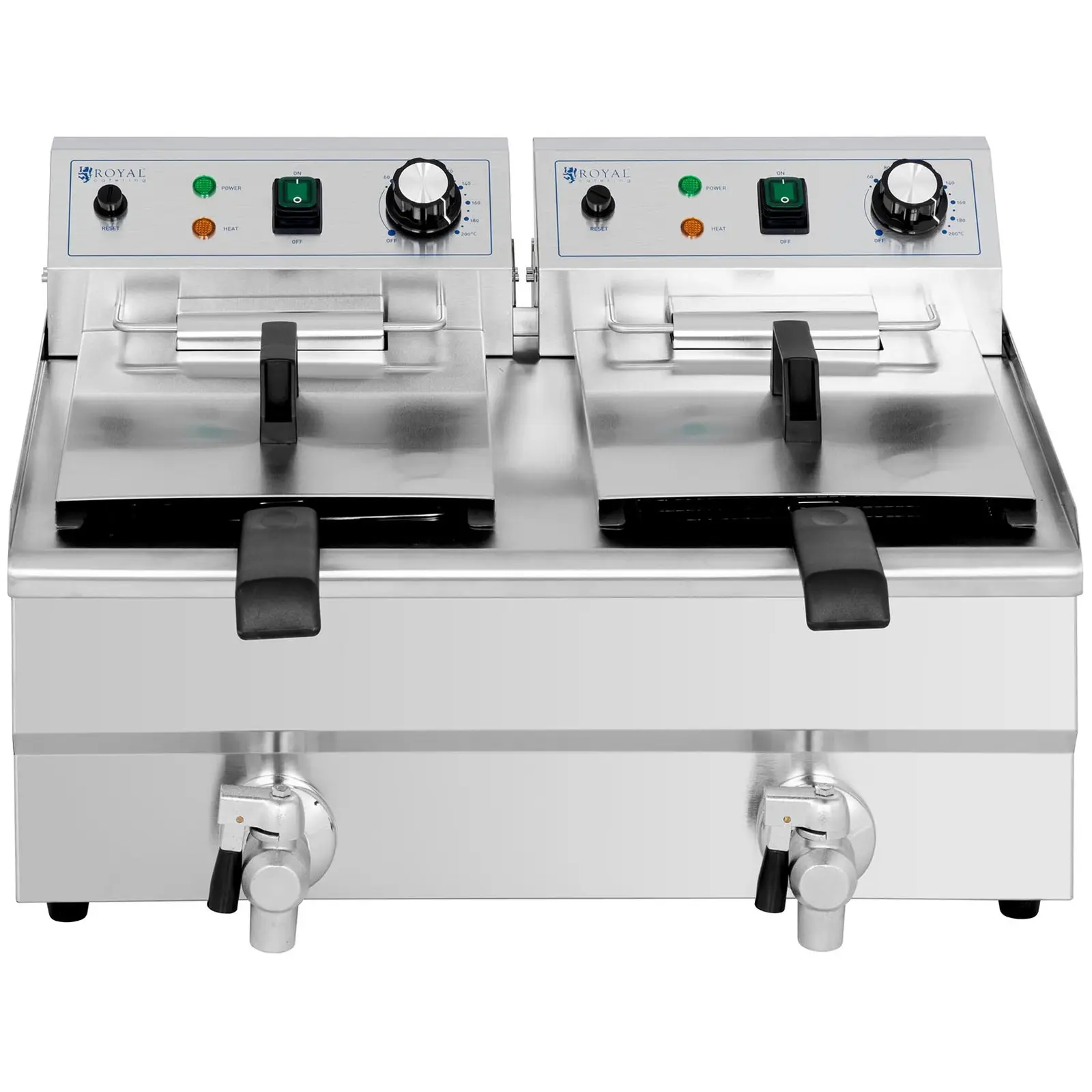 Elektrická fritéza - 2 x 9 l - Royal Catering - 230 V (Barva: Stříbrná)