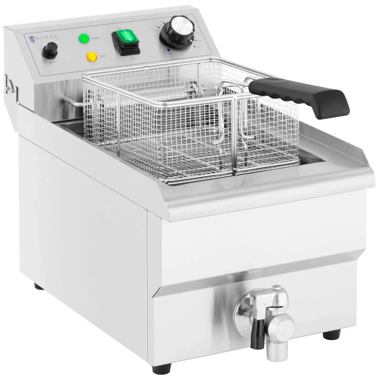 Friggitrice professionale elettrica da banco - 9 L - 3000 W - Rubinetto di scarico - Zona fredda