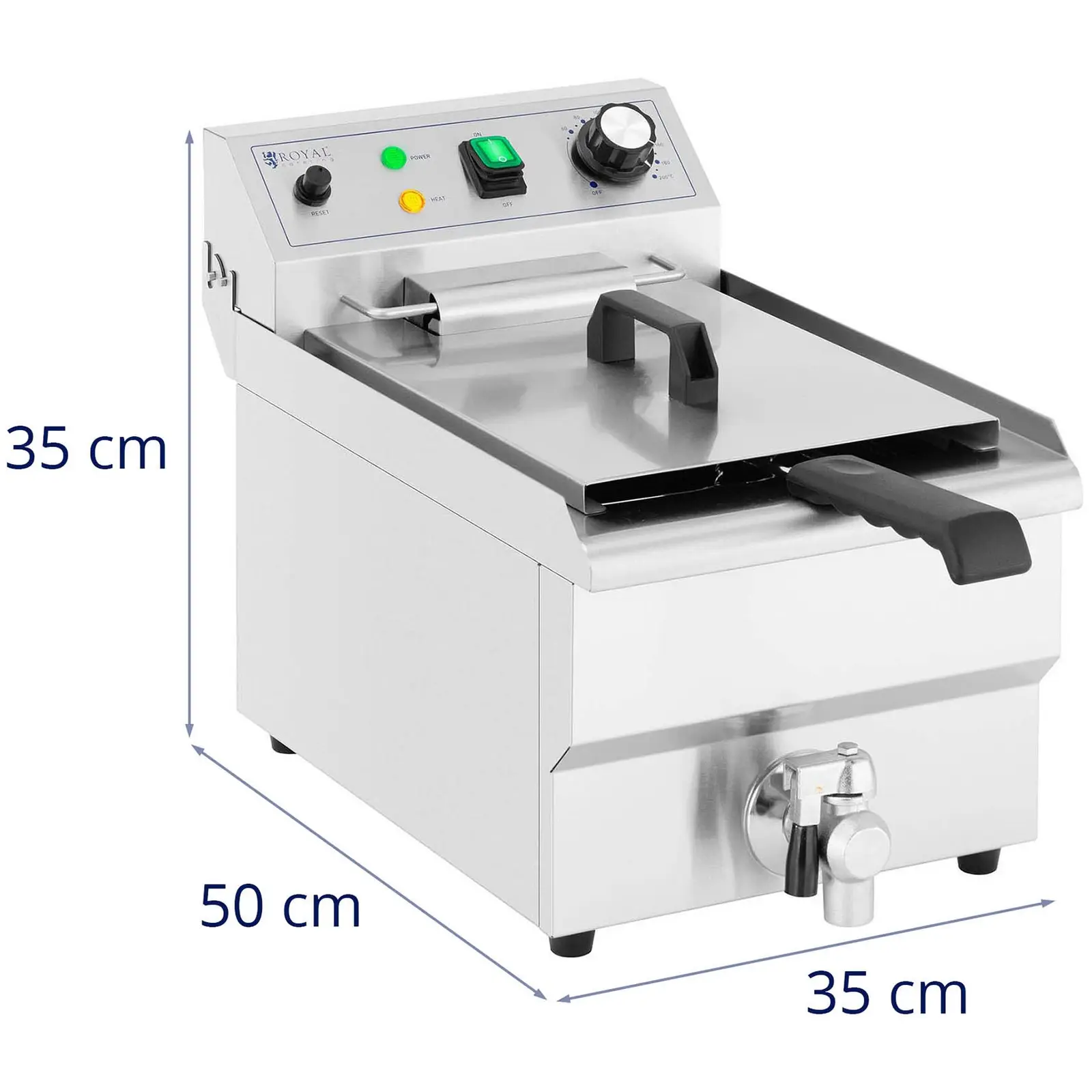 Friteuse électrique - 9 l - 3 000 W - Robinet de vidange - Zone froide (Capacité totale: 9 l)