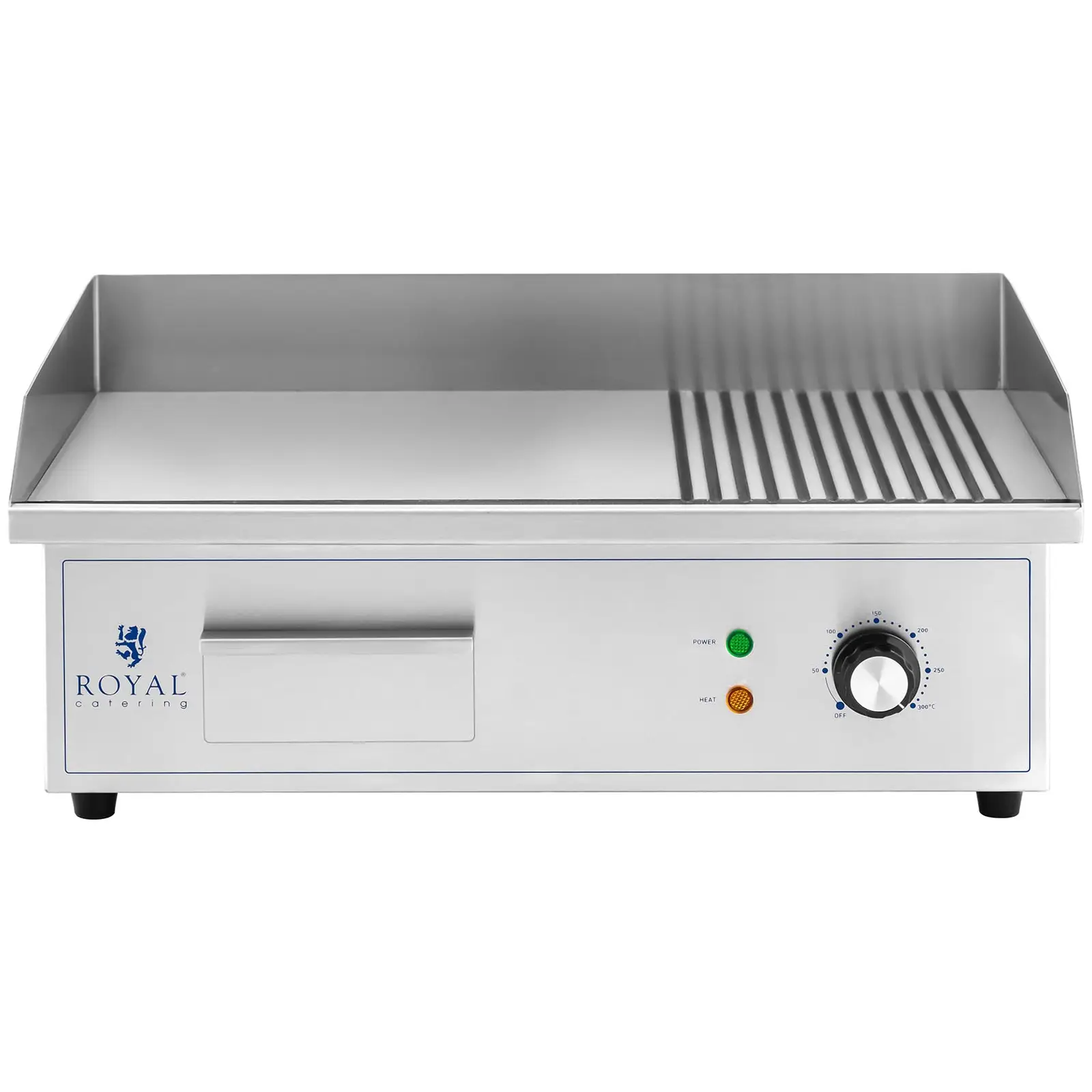 Elektrická grilovací deska - 548 x 350 mm - hladká + vroubkovaná - 3 000 W (Materiál: Ušlechtilá ocel)