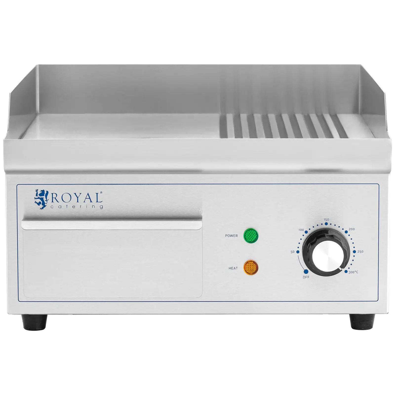 Plancha électrique - 360 x 380 mm - Ribber + Flat - 2 000 W (Matériau(x): Acier inoxydable)