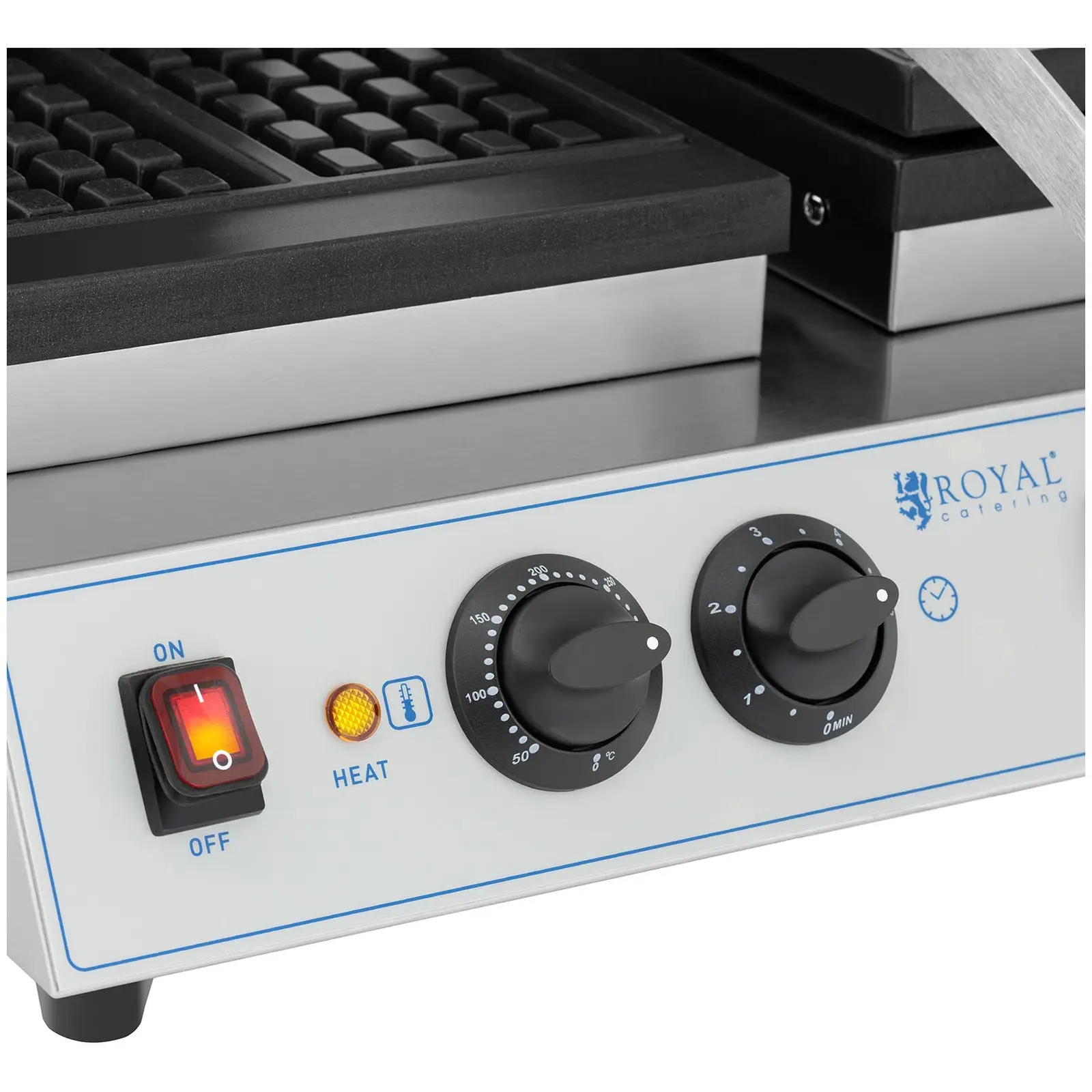 Máquina de waffles - dupla - Royal Catering - waffles belgas - 2 x 1,500 W