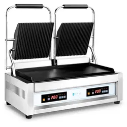 Machine à panini double - 2 x 1,800 W - Royal Catering - Lisse/rainurée