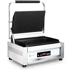 Contactgrill - 2,200 W - Royal Catering - grote plaat - gegolfd