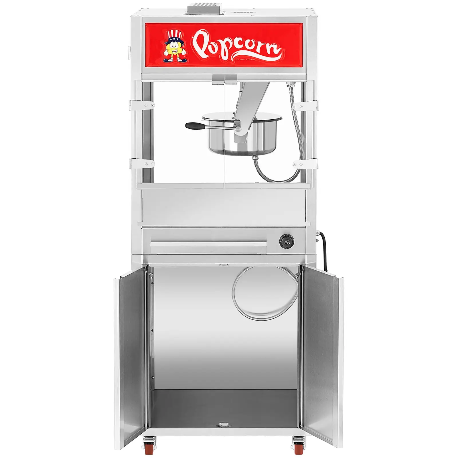 Popcornmaskine - med underskab og hjul - Royal Catering - mellemstor