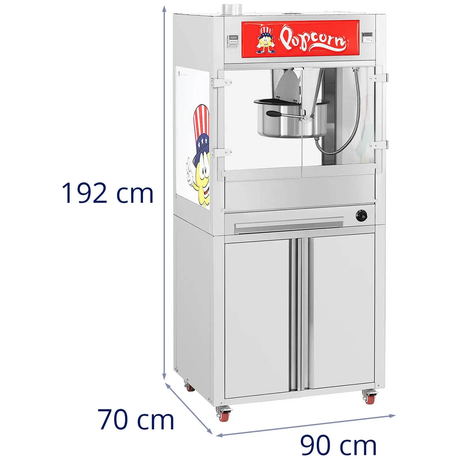 B-Ware Popcornmaschine - mit Unterschrank auf Rädern - Royal Catering - groß