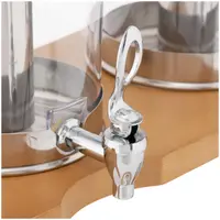 Dispenser bibite con rubinetto - 2 x 7 L - Sistema di raffreddamento - Base in legno