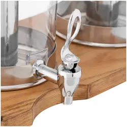 Seconda Mano Dispenser bibite con rubinetto - 2 x 7 L - Sistema di raffreddamento - Base in legno chiaro