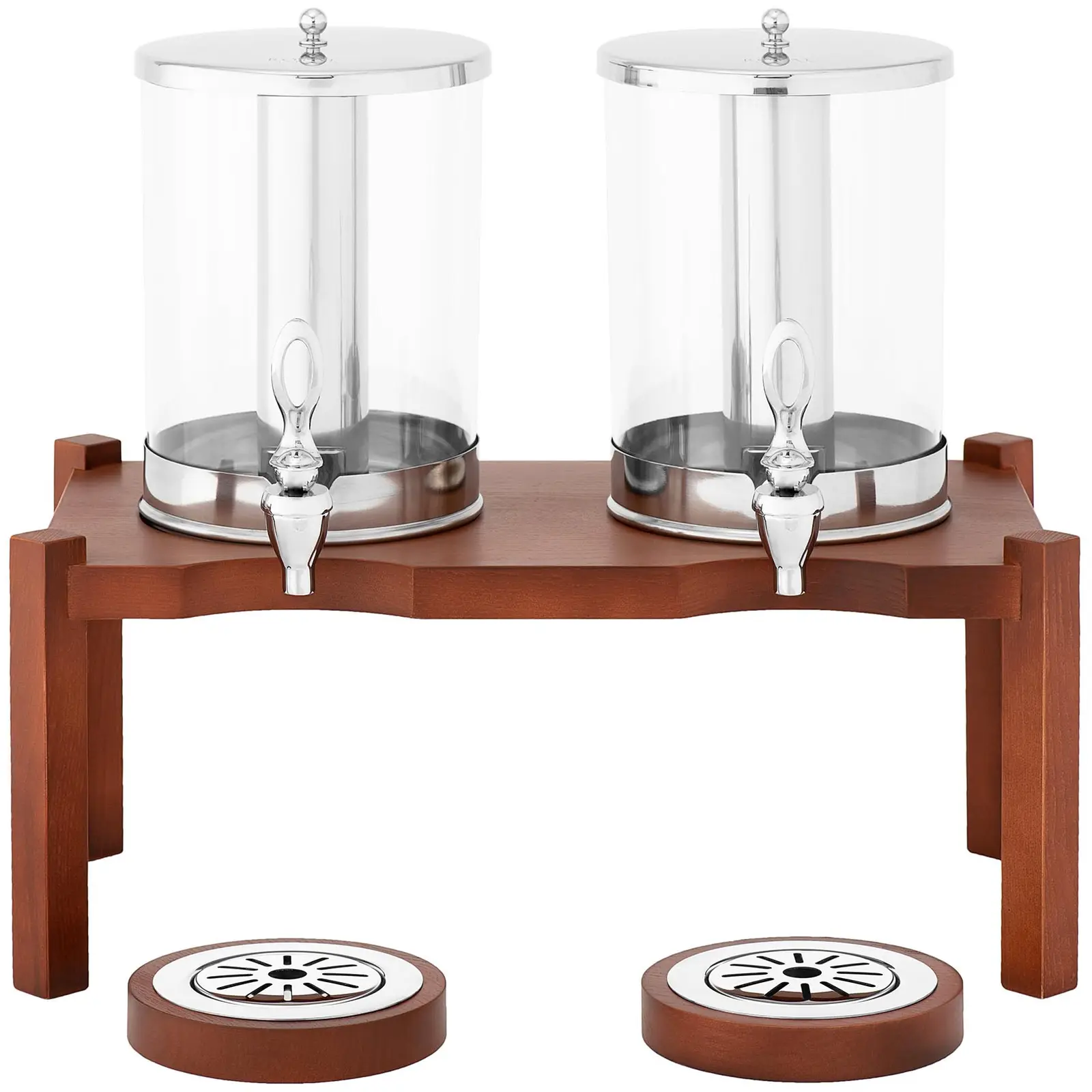 Saftspender - 2 x 7 L - Kühlsystem - dunkles Holzgestell (Höhe Gläser max.: 190 mm)