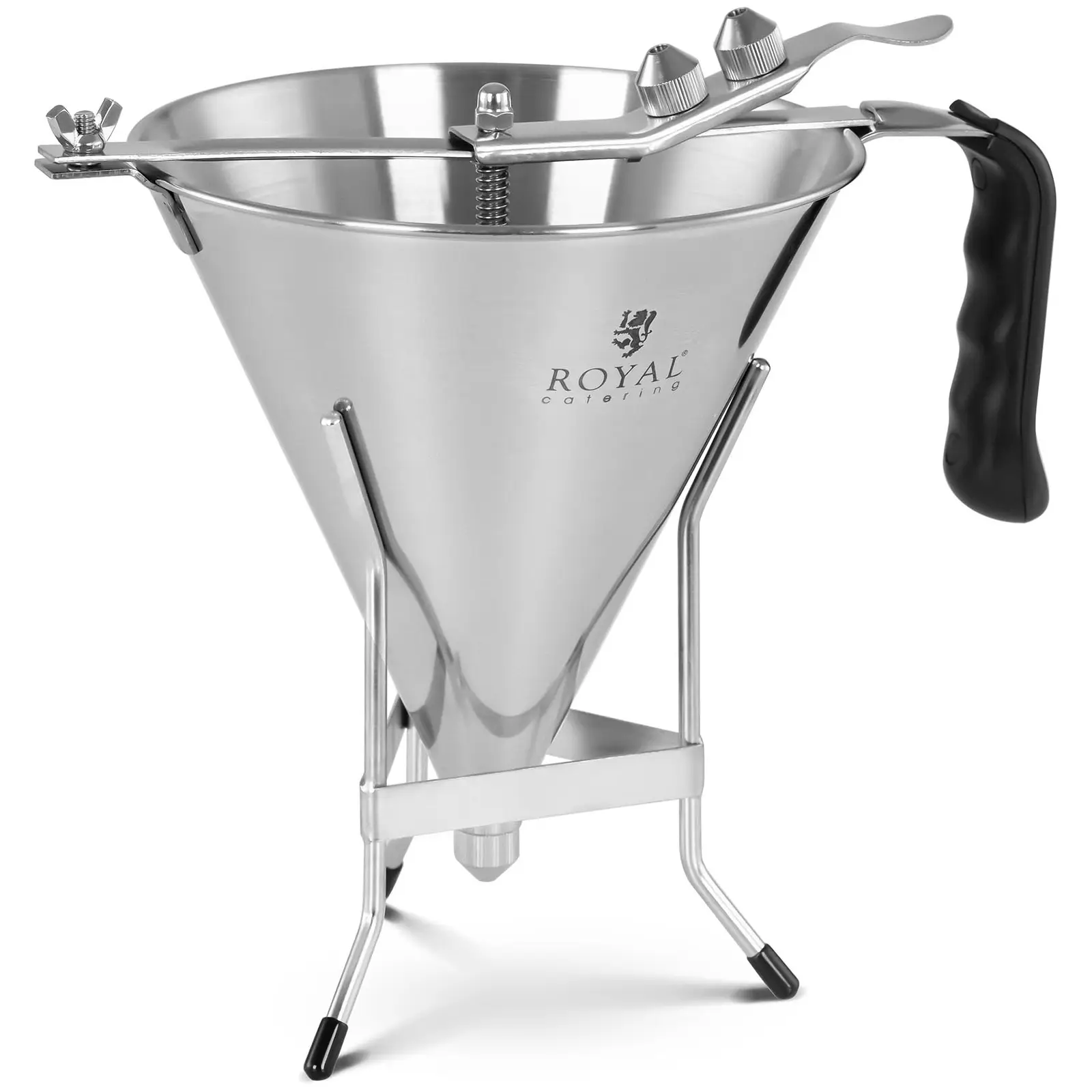 Piston Funnel - 1.8 L - Stainless steel - 3 filling tips - ergonomic handle