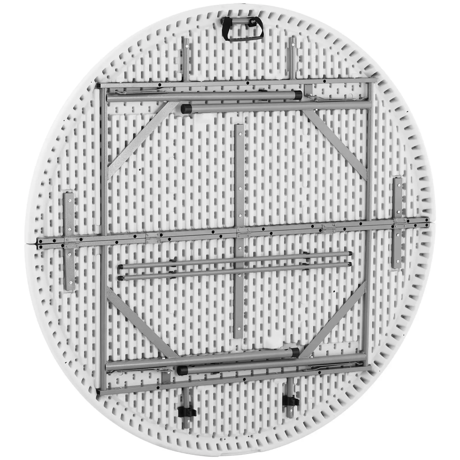 Skládací stůl - kulatý - Ø 1 500 x 740 mm - Royal Catering - 150 kg - interiér/exteriér - bílý (Tvar: Round)