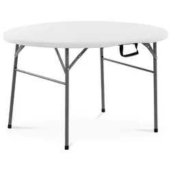 Kerek összecsukható asztal - Ø 1200 x 740 mm - Royal Catering - 150 kg - kültéri/beltéri - Fehér